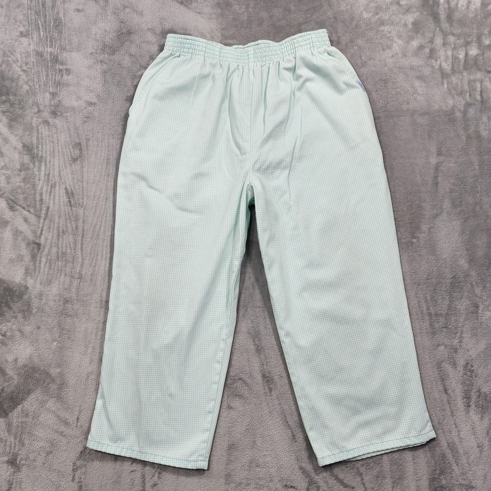 Vintage CHIC Pants Womens S Green Check High Rise Crop Tapered Pull On Casual